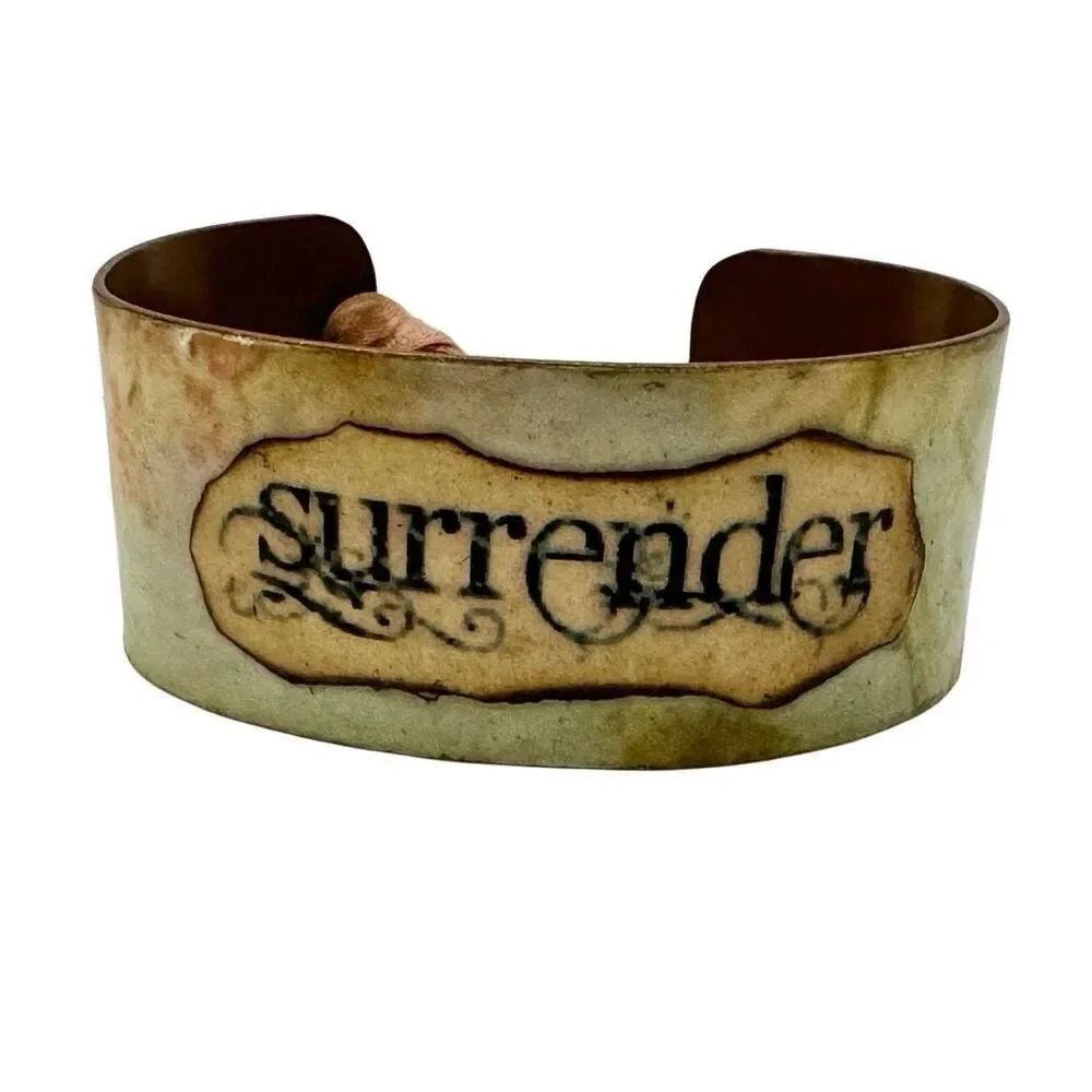 Surrender inspirational copper cuff bracelet